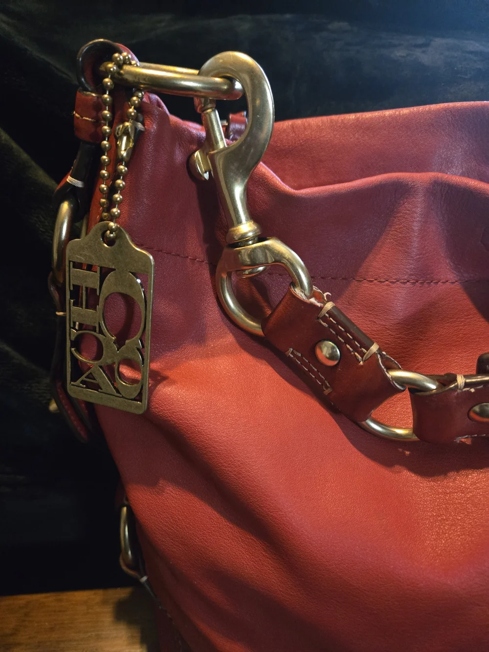 Coach Carly Large Hobo 10616 Red Nappa Leather Y2K Cherry Brass Rare 14